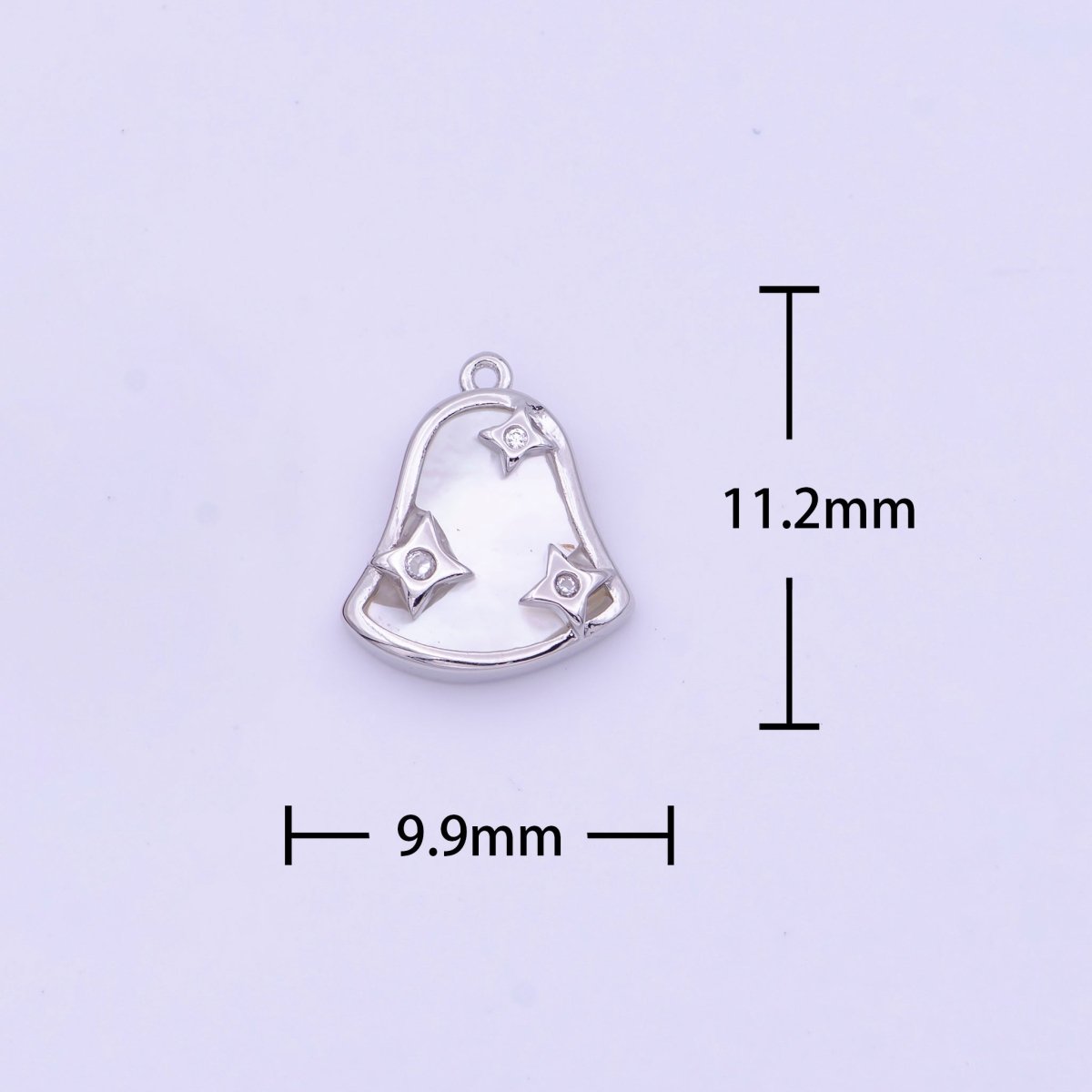 Mini Sparkly Bell Shell Pearl CZ Charm in Gold & Silver | D-509 D-552