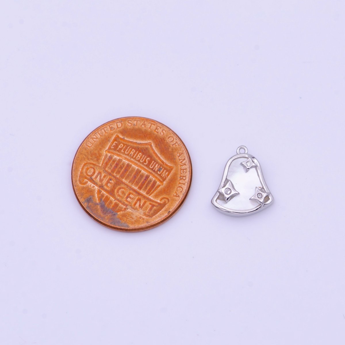 Mini Sparkly Bell Shell Pearl CZ Charm in Gold & Silver | D-509 D-552