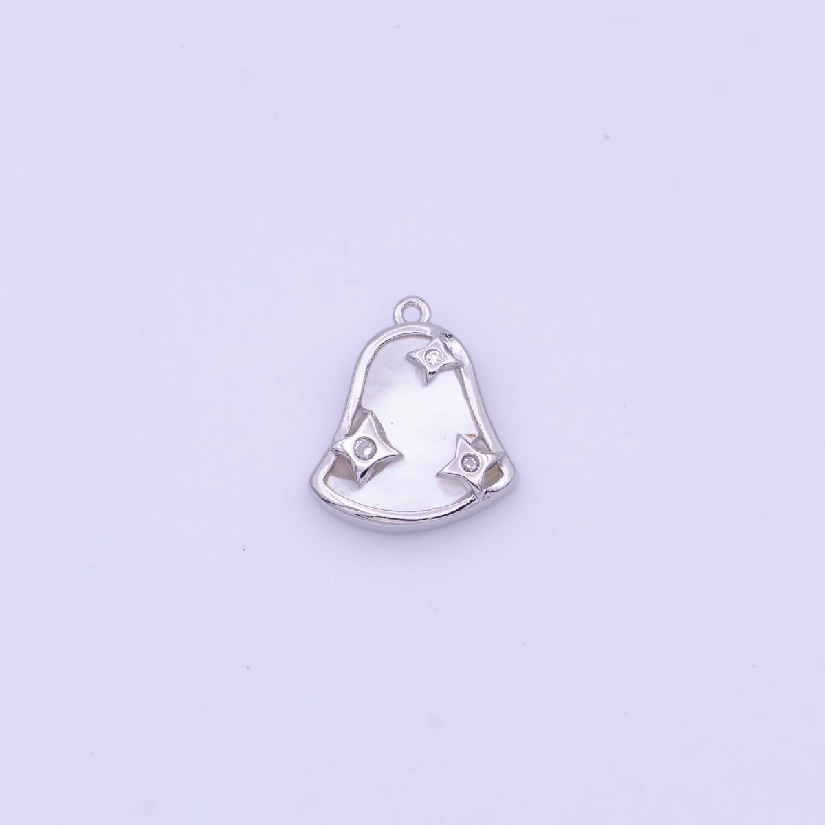 Mini Sparkly Bell Shell Pearl CZ Charm in Gold & Silver | D-509 D-552