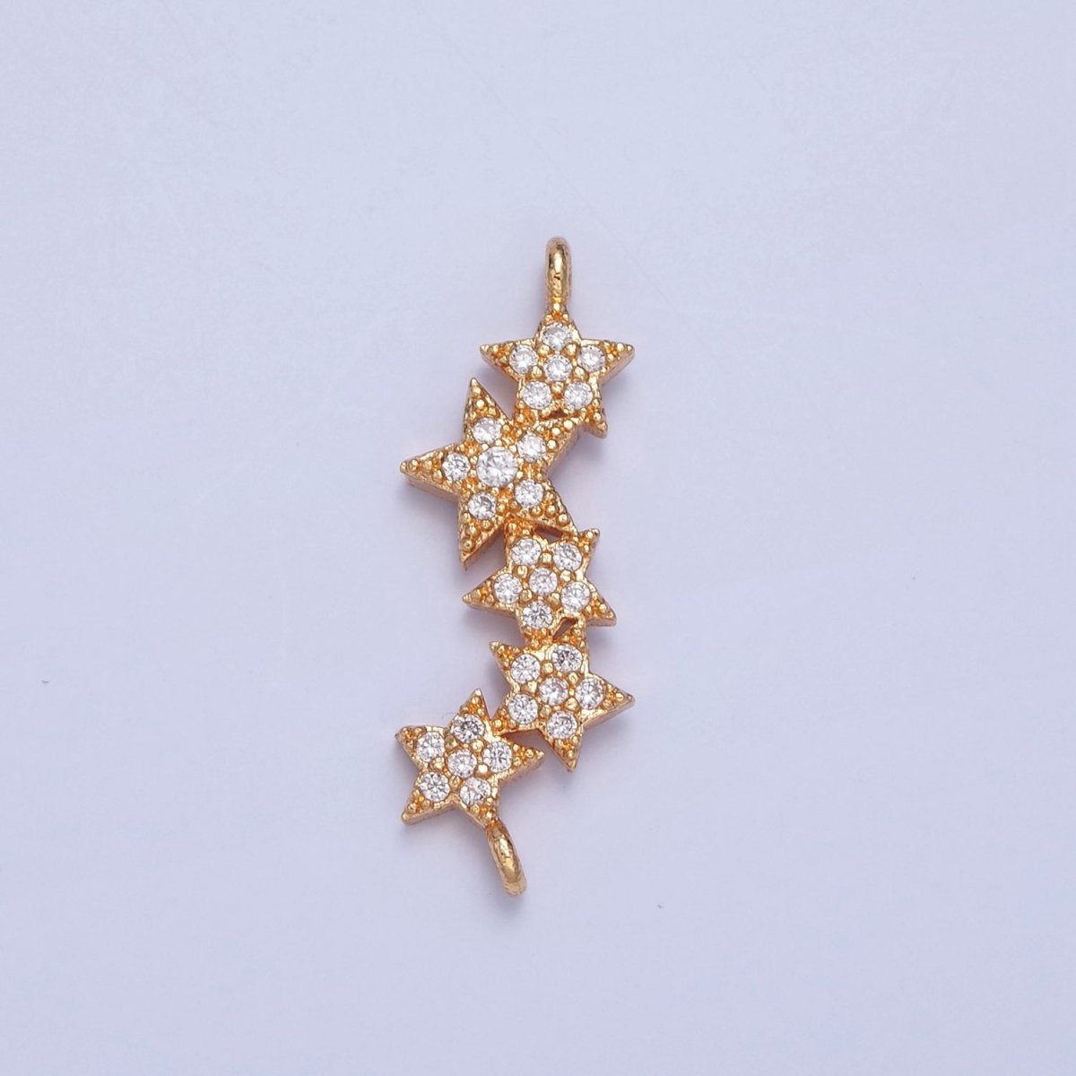 Mini Star CZ Gold Pave Charm Connector for Bracelet Necklace Supply F-792 - DLUXCA