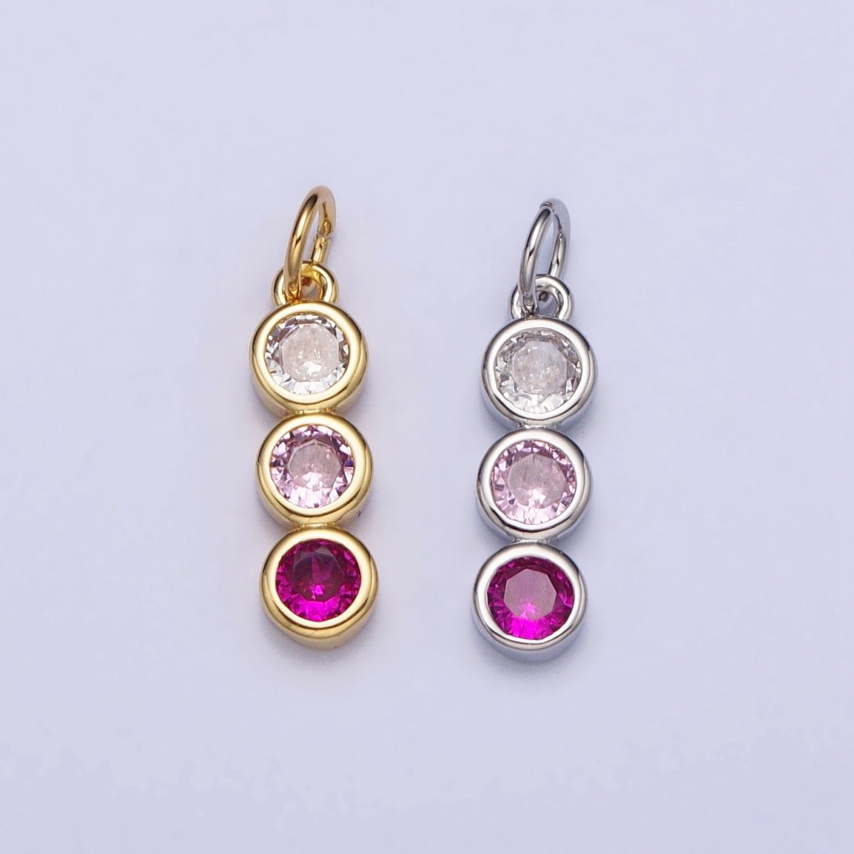 Mini Three Little Stone Charm Cubic Zirconia for Add on Charm AC662 AC663