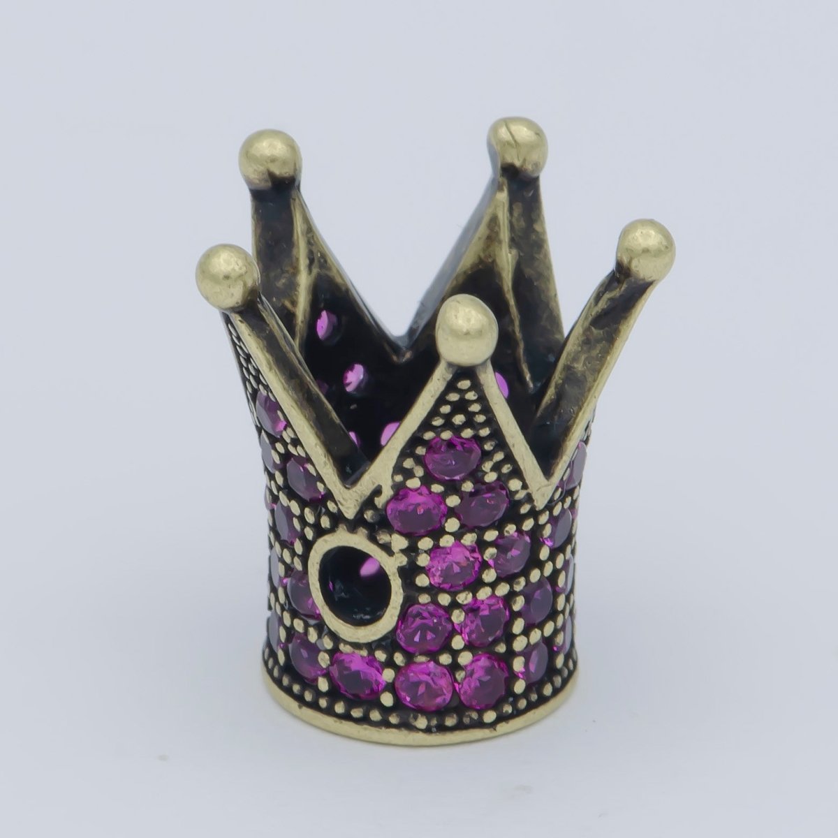 Mini Tiny Emperor Crown Beads CZ Pink Crystal Small Simple King Queen Crown Model Jewelry Making Beads B-577, B-578