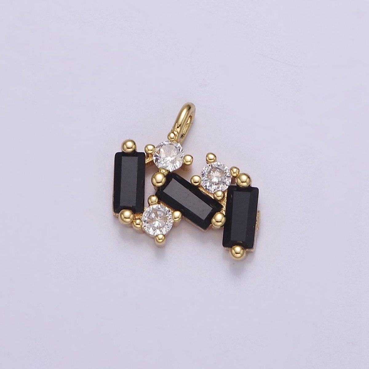 OS Mini Triple Black Onyx Baguette CZ Charm J-398