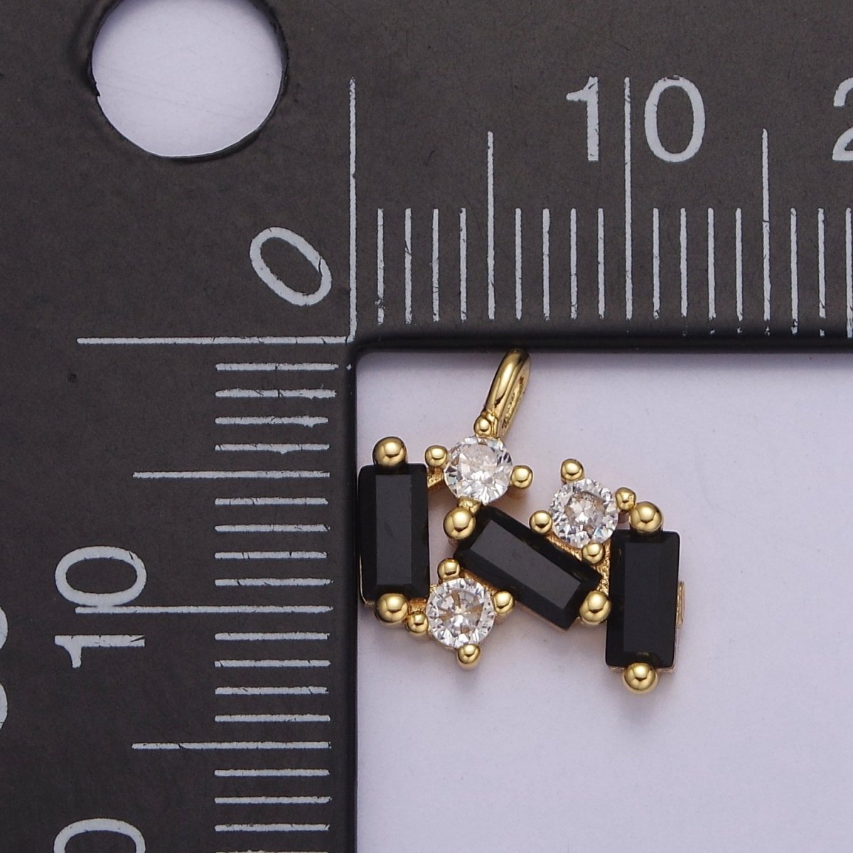 OS Mini Triple Black Onyx Baguette CZ Charm J-398