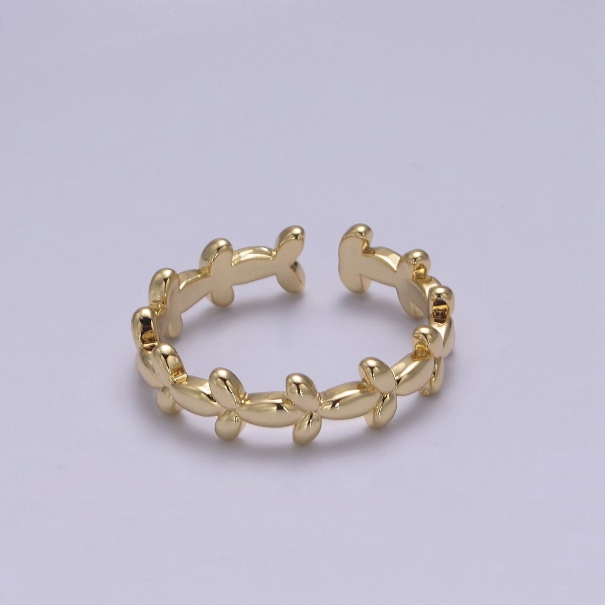 Minimalist 24K Gold Filled Geometric Abstract Bubble Adjustable Ring S-362 - DLUXCA