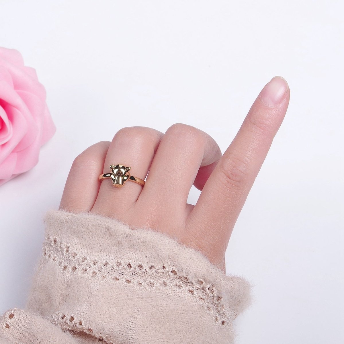 Minimalist 24K Gold Filled Jungle Panther Ring in Gold & Silver O-796 O-797