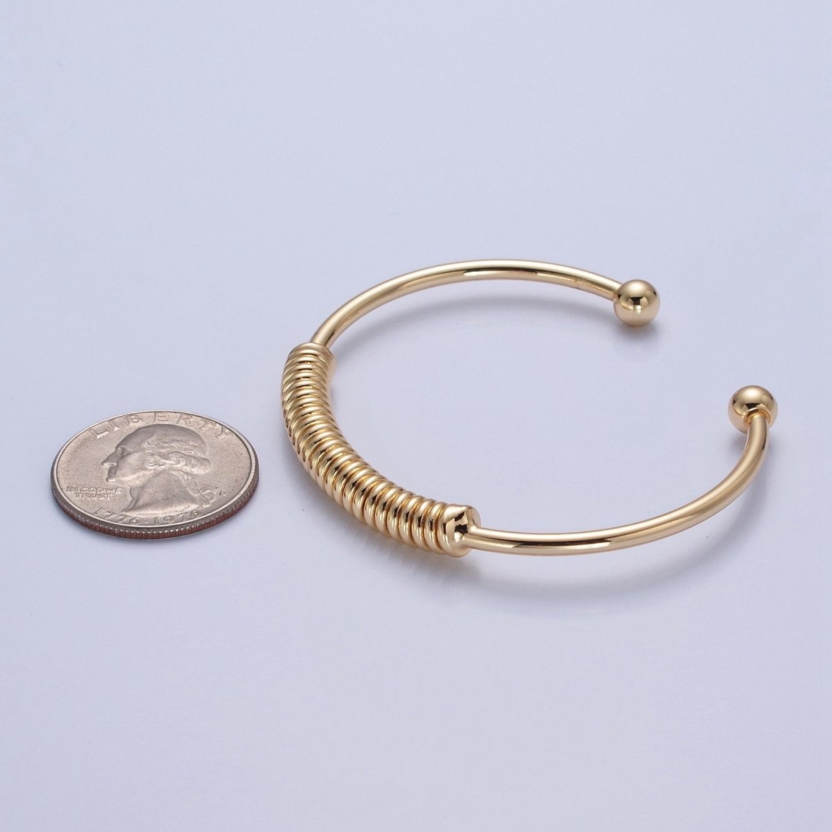 Minimalist 24K Gold Filled Spiral Bangle Bracelet in Gold & Silver | WA-984 WA-985 Clearance Pricing