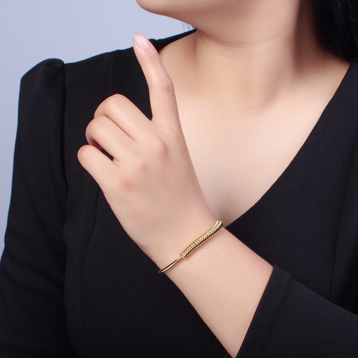 Minimalist 24K Gold Filled Spiral Bangle Bracelet in Gold & Silver | WA-984 WA-985 Clearance Pricing