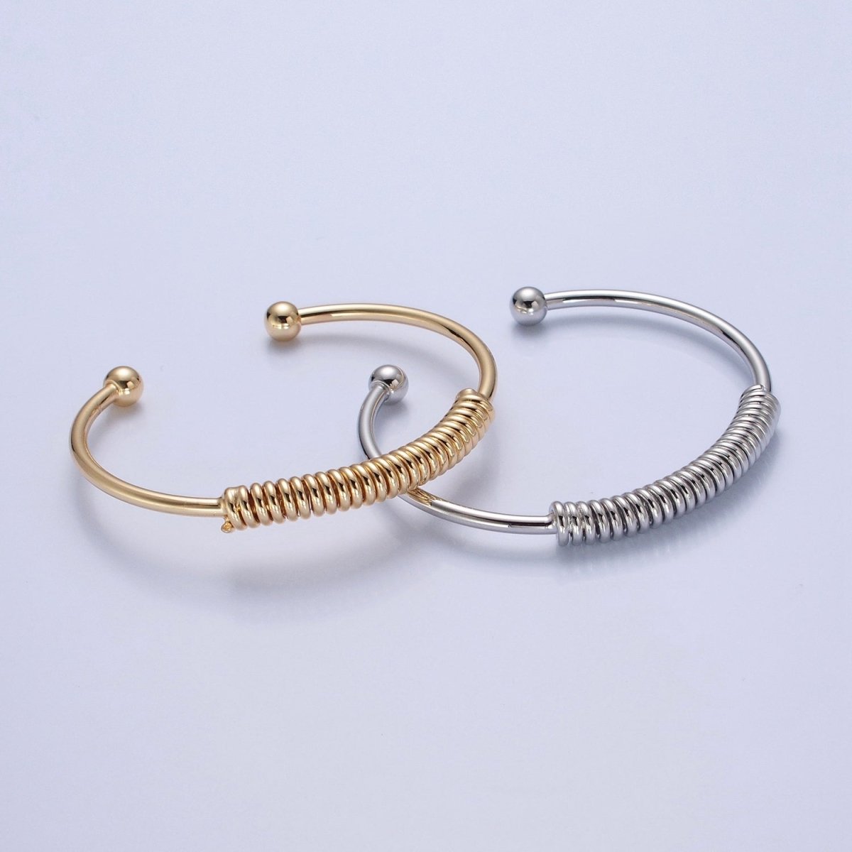 Minimalist 24K Gold Filled Spiral Bangle Bracelet in Gold & Silver | WA-984 WA-985 Clearance Pricing