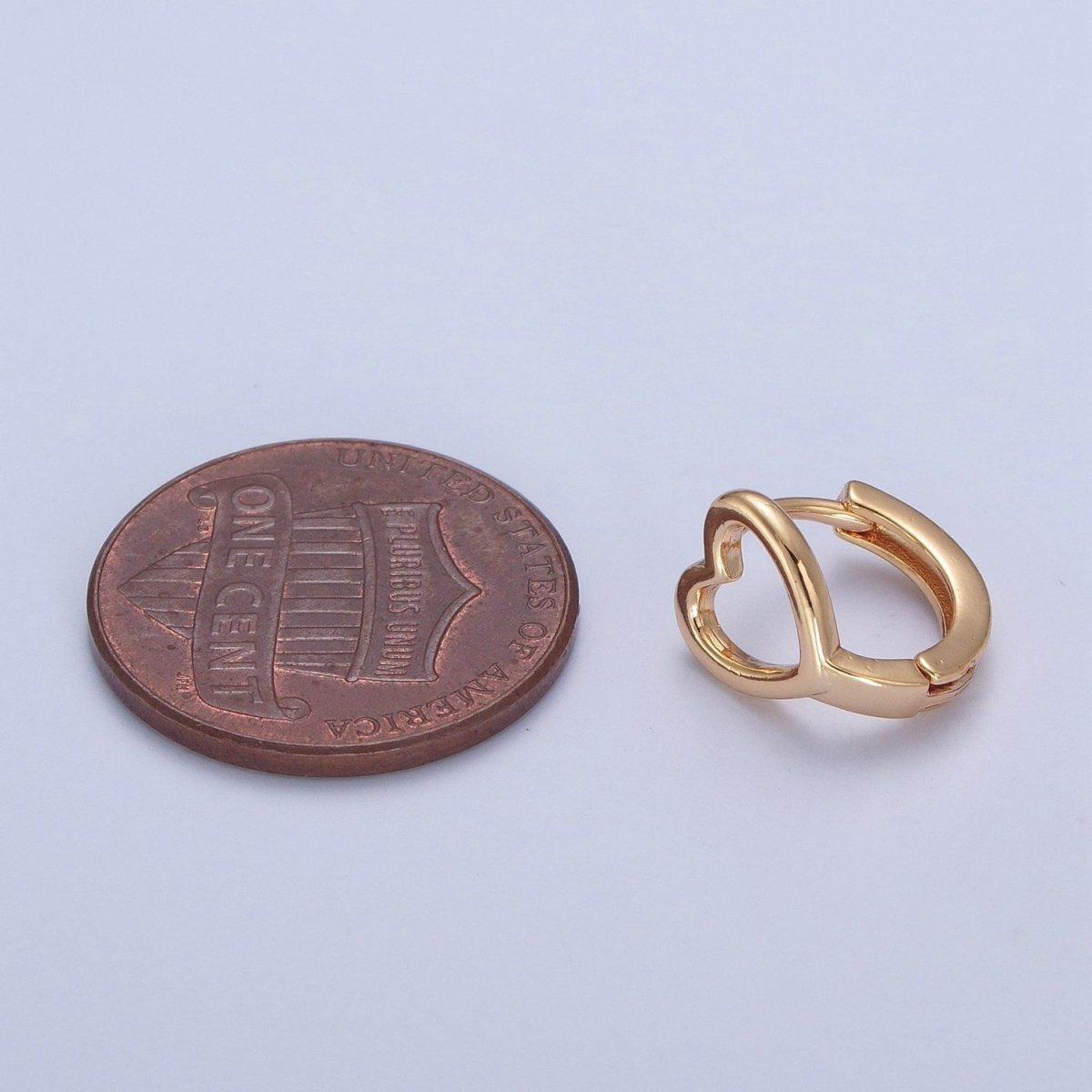 Minimalist 24K Gold Filled Valentine Love Heart Huggie Hoops Earrings P-338 - DLUXCA