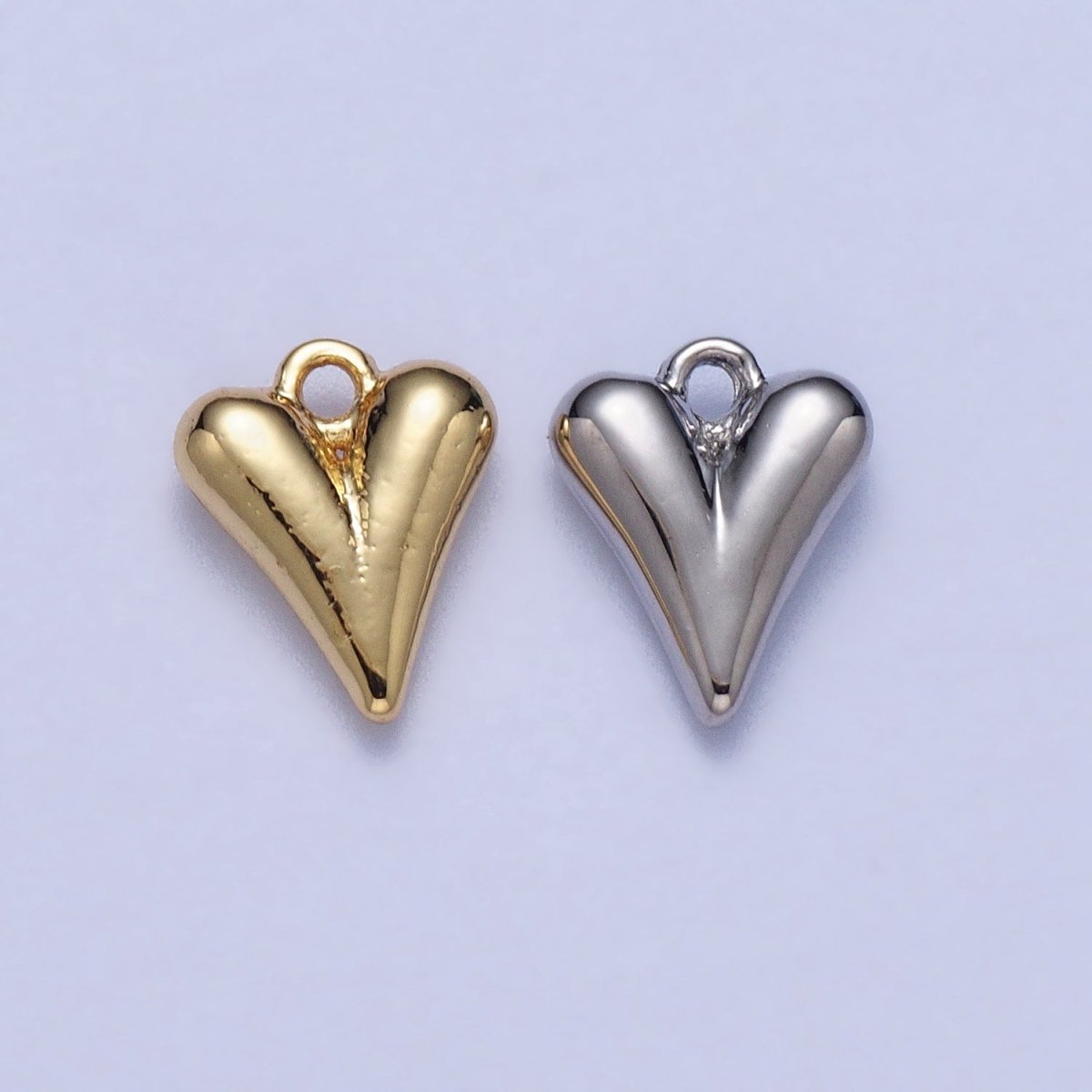 Minimalist 9.7mm Puffed Heart Love Add-On Charm In Gold & Silver | AC034