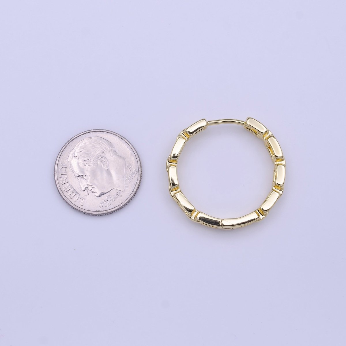 Minimalist Boxy Cable Link 24mm Huggie Hoop Earrings | Y-218 - DLUXCA