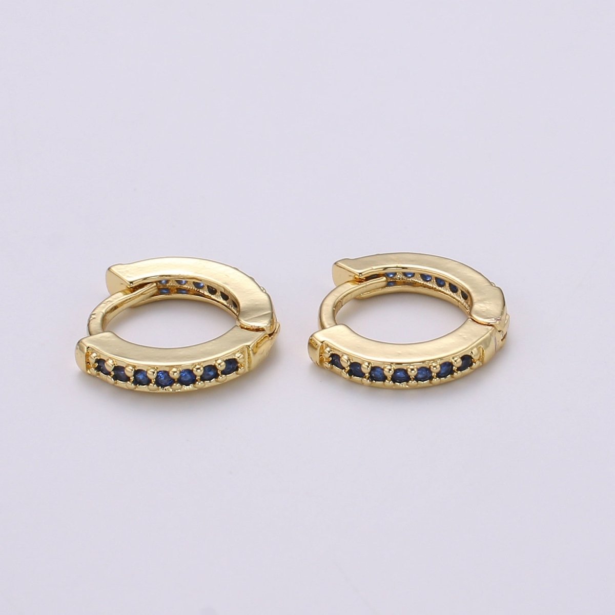 Minimalist CZ Huggie Hoops in Gold 12mm Clicker Hoops Dainty Hoops Earring Simple Lever back Hoop Earrings P-022~P-027