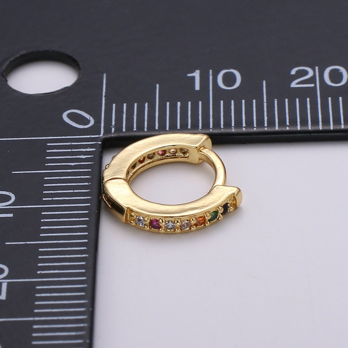 Minimalist CZ Huggie Hoops in Gold 12mm Clicker Hoops Dainty Hoops Earring Simple Lever back Hoop Earrings P-022~P-027
