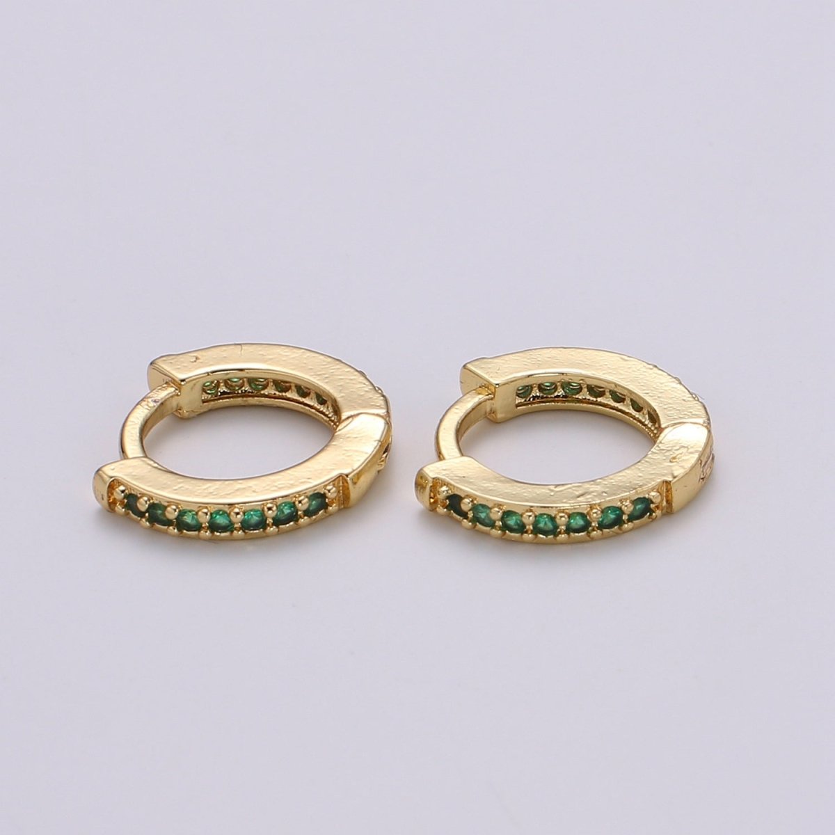 Minimalist CZ Huggie Hoops in Gold 12mm Clicker Hoops Dainty Hoops Earring Simple Lever back Hoop Earrings P-022~P-027