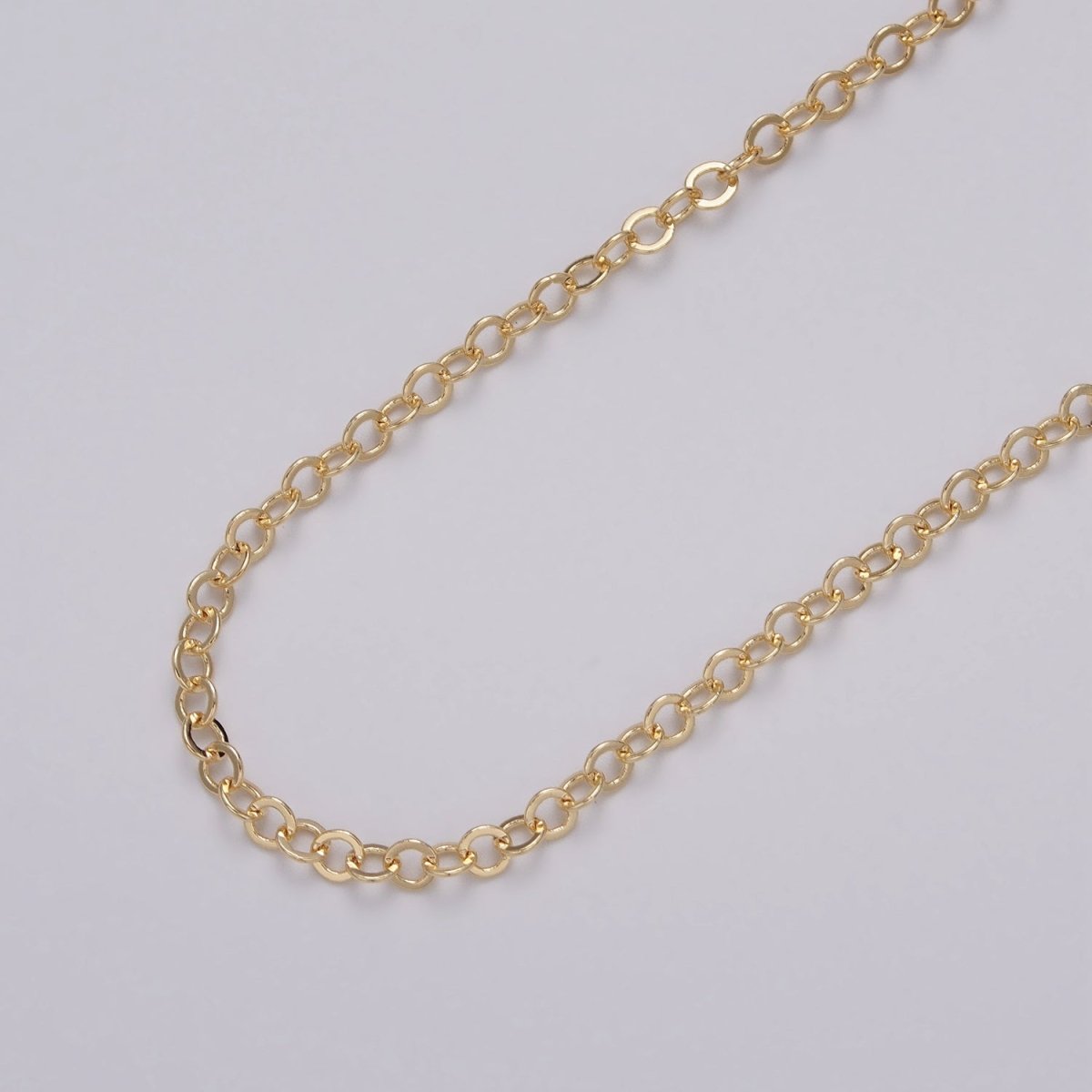 Minimalist Dainty 24K Gold Filled 3mm Round Rolo Unfinished Chain by Yard in Gold & Silver | ROLL-1046, ROLL-1087 Clearance Pricing