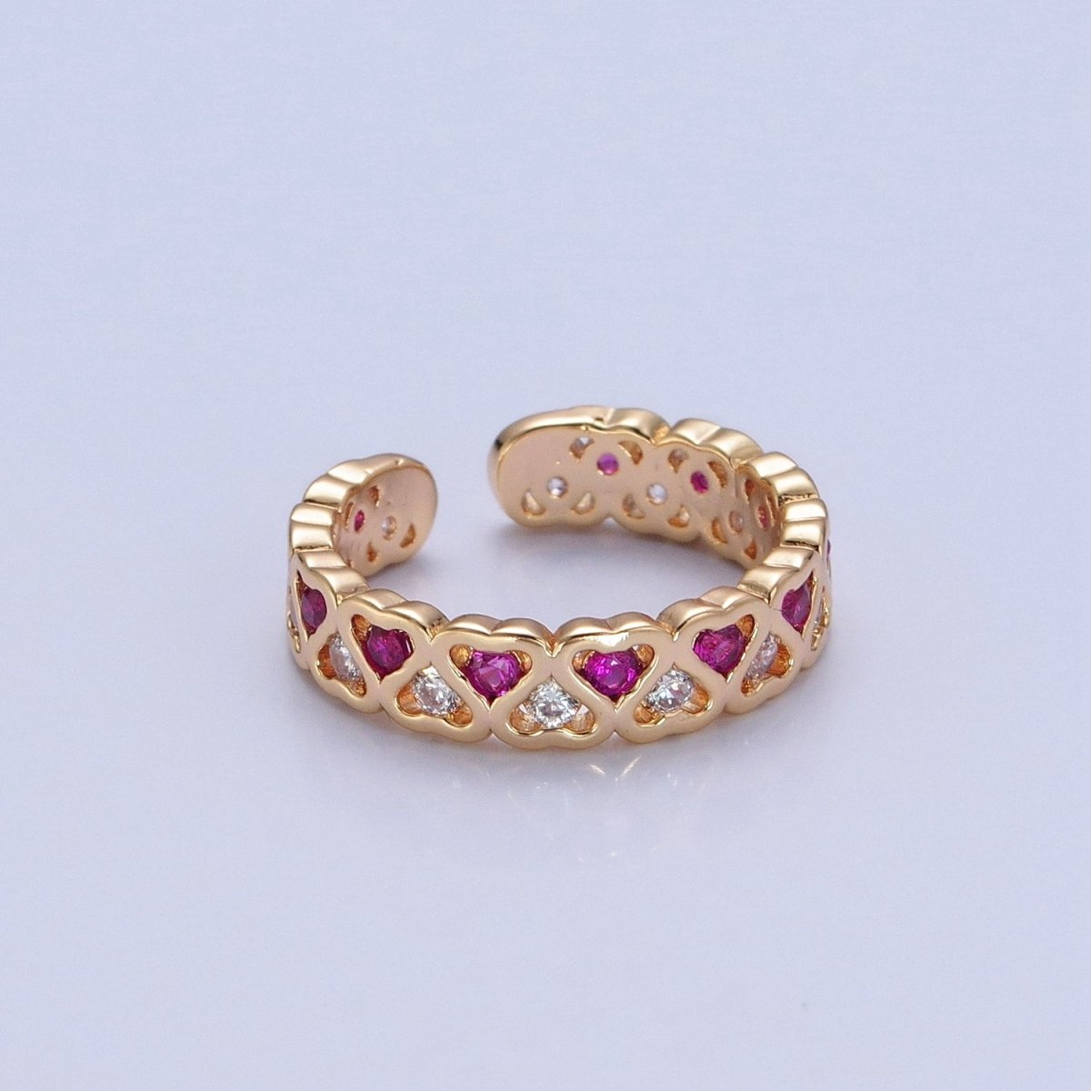 Minimalist Dainty cute CZ rings. Green hearts ring bands. Stacking rings. Gold plated rings O-735 O-736
