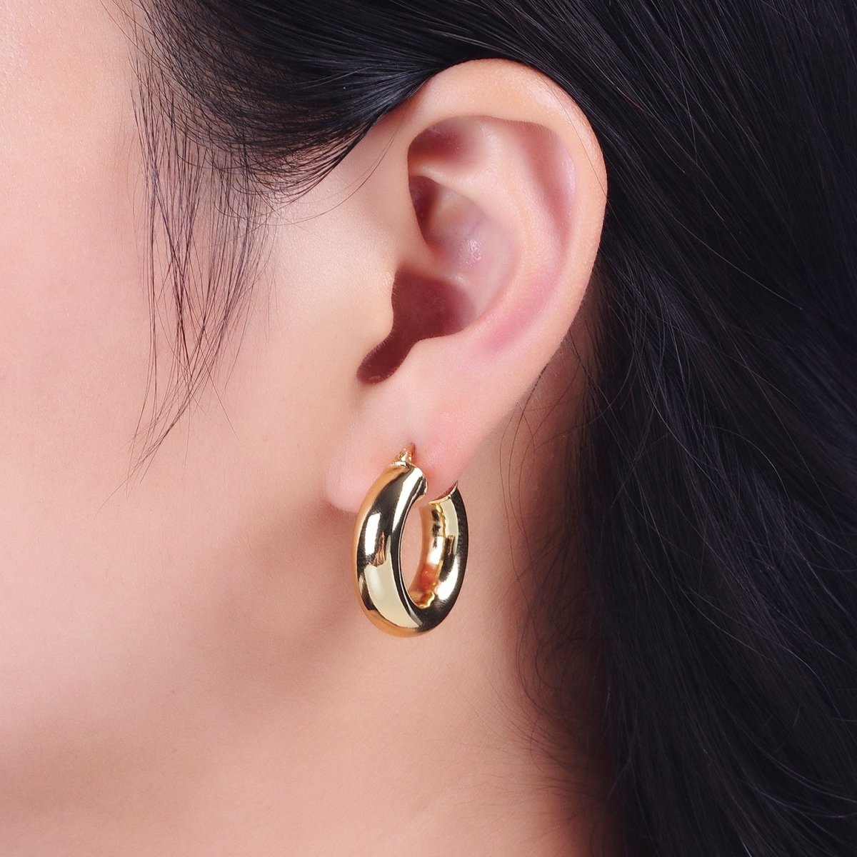 Minimalist Dome Tube Hoop Latch Earrings in Gold & Silver | AD-185 AD-186