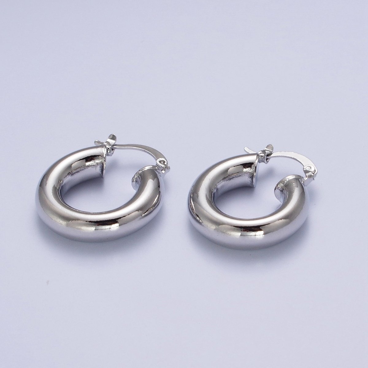 Minimalist Dome Tube Hoop Latch Earrings in Gold & Silver | AD-185 AD-186