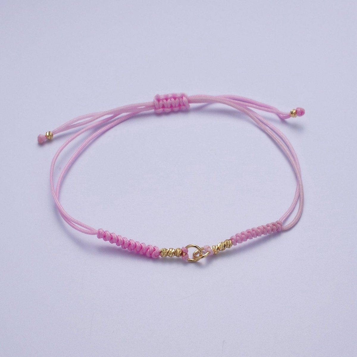 Minimalist Fabric Knot Pink/White Bracelet Making Supply Jewelry Component   K-021 L-936