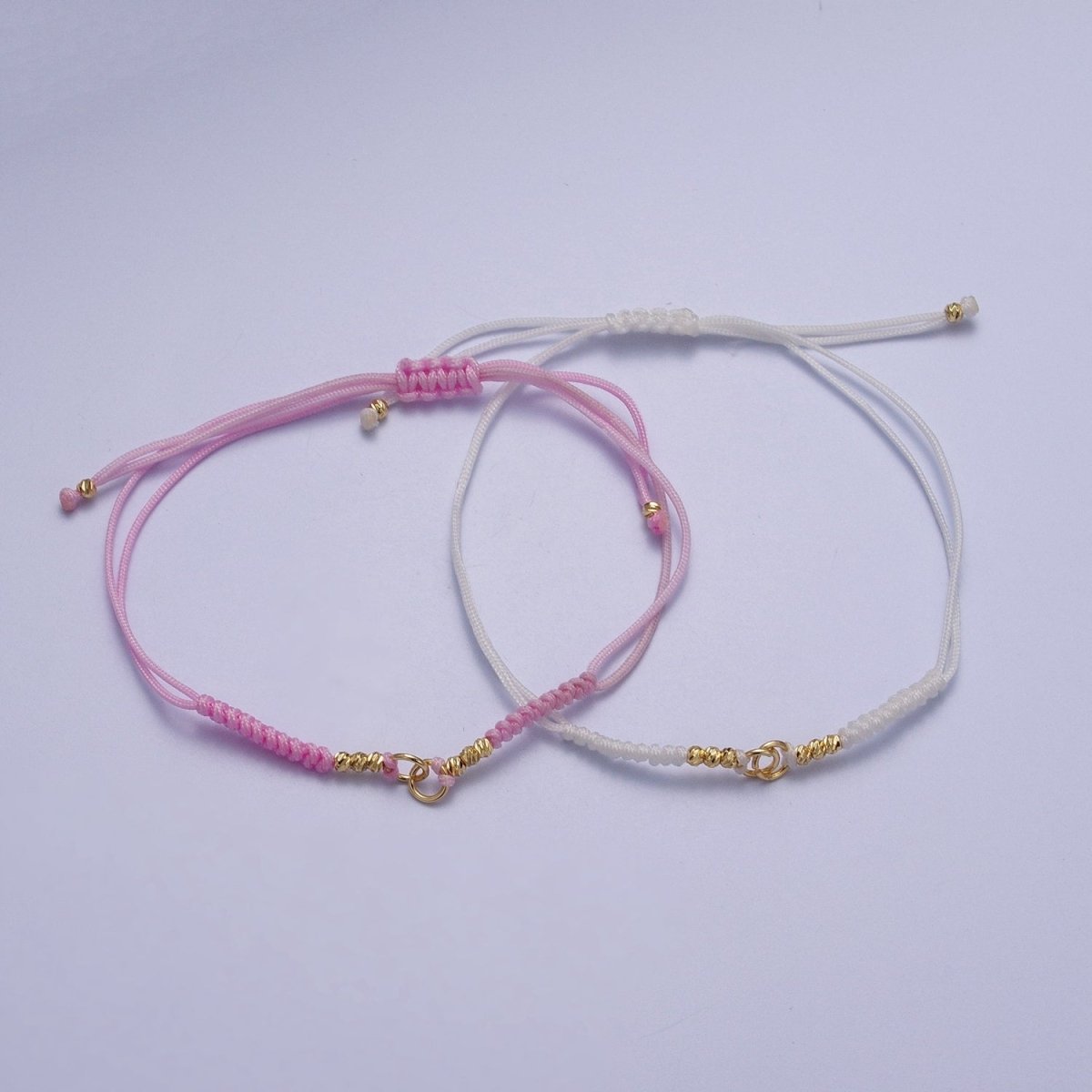 Minimalist Fabric Knot Pink/White Bracelet Making Supply Jewelry Component   K-021 L-936