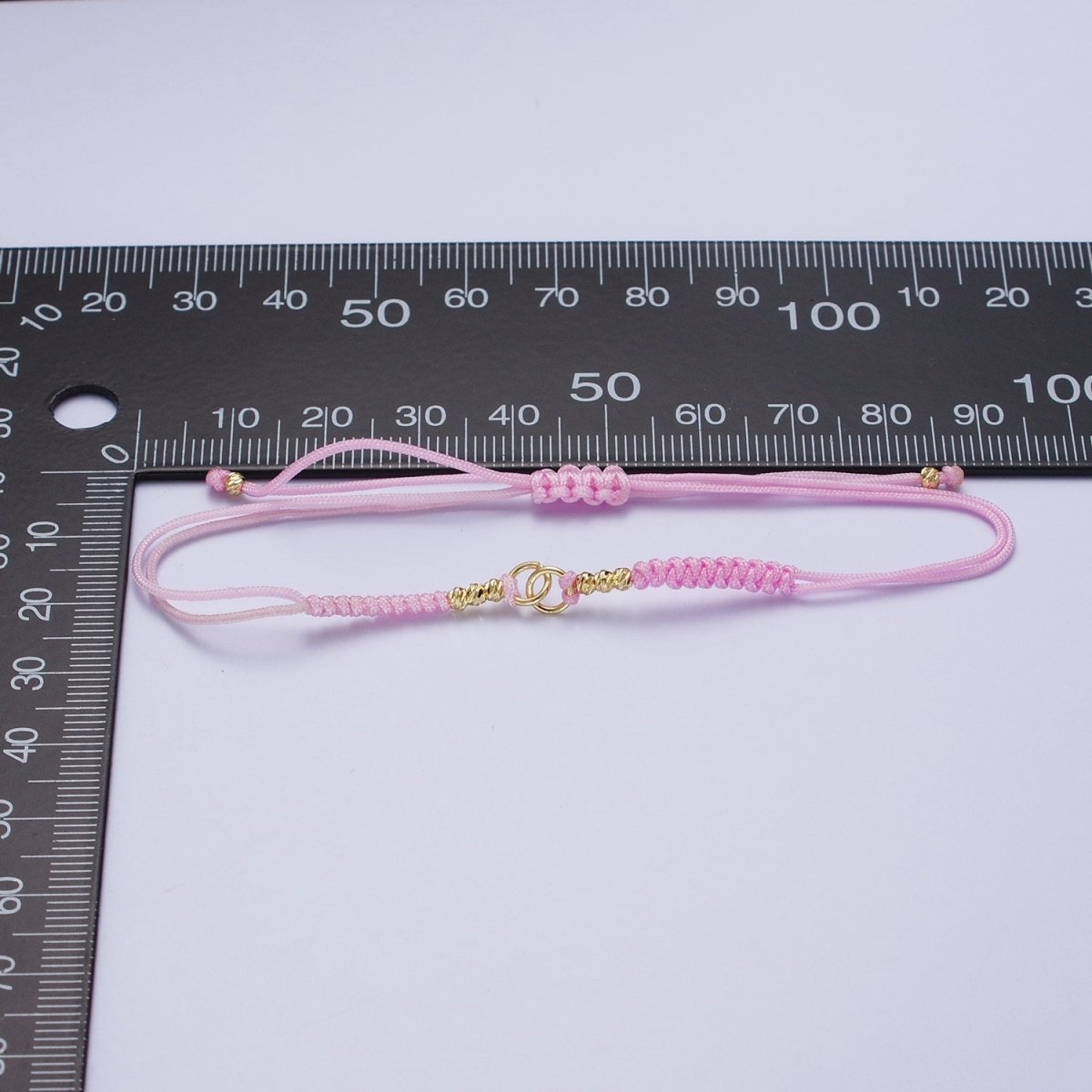 Minimalist Fabric Knot Pink/White Bracelet Making Supply Jewelry Component   K-021 L-936