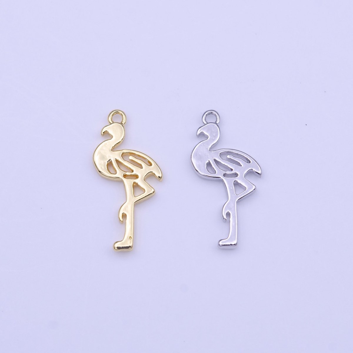 Minimalist Flamingo Bird Charm in Gold & Silver | C-505 C-516