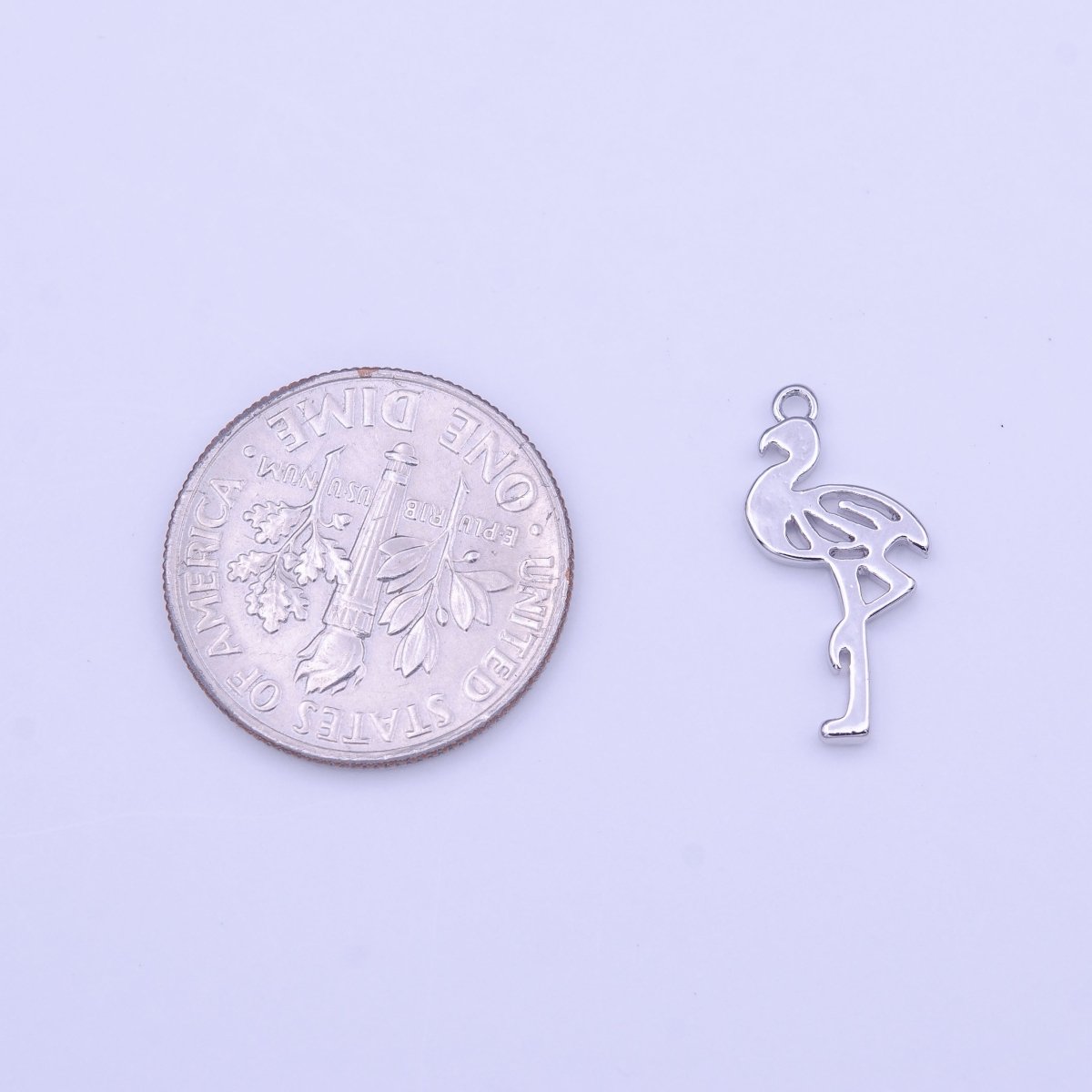 Minimalist Flamingo Bird Charm in Gold & Silver | C-505 C-516