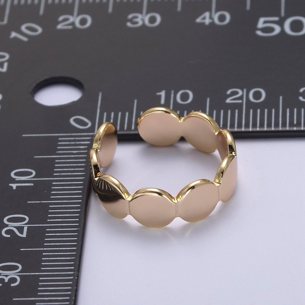 Minimalist Gold Geometric Abstract Stacking Ring, Adjustable Oval Round Circle Shaped Ring, Minimalist 16K Gold Filled Shiny Statement Adjustable Ring U-433 - DLUXCA
