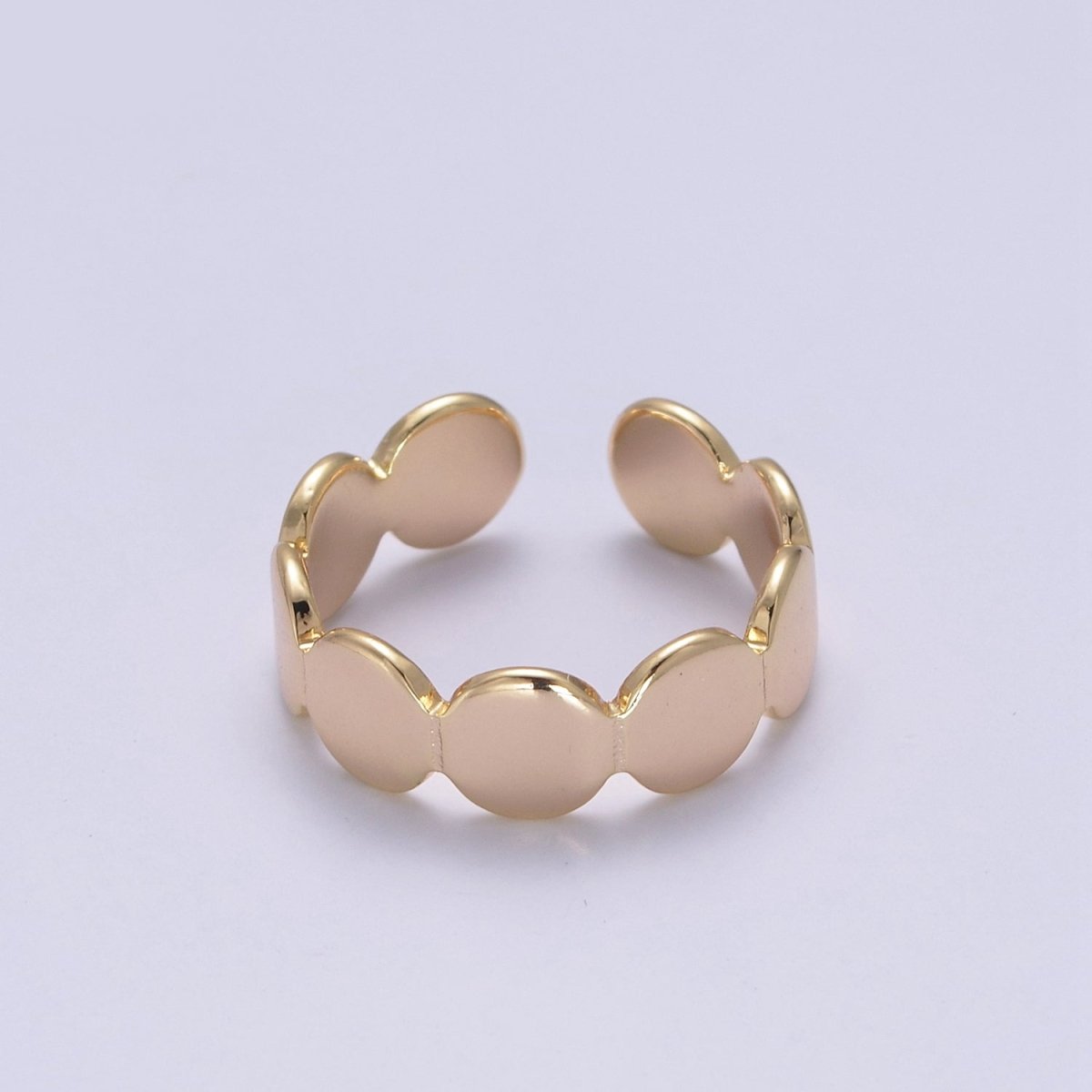 Minimalist Gold Geometric Abstract Stacking Ring, Adjustable Oval Round Circle Shaped Ring, Minimalist 16K Gold Filled Shiny Statement Adjustable Ring U-433 - DLUXCA