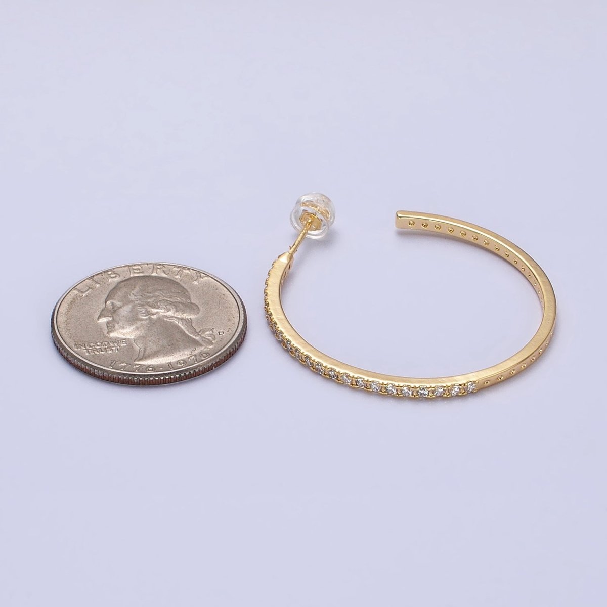 Minimalist Gold Hoop Earring with CZ Stone Simple Silver Hoop Earring for Everyday Use AB674 AB677