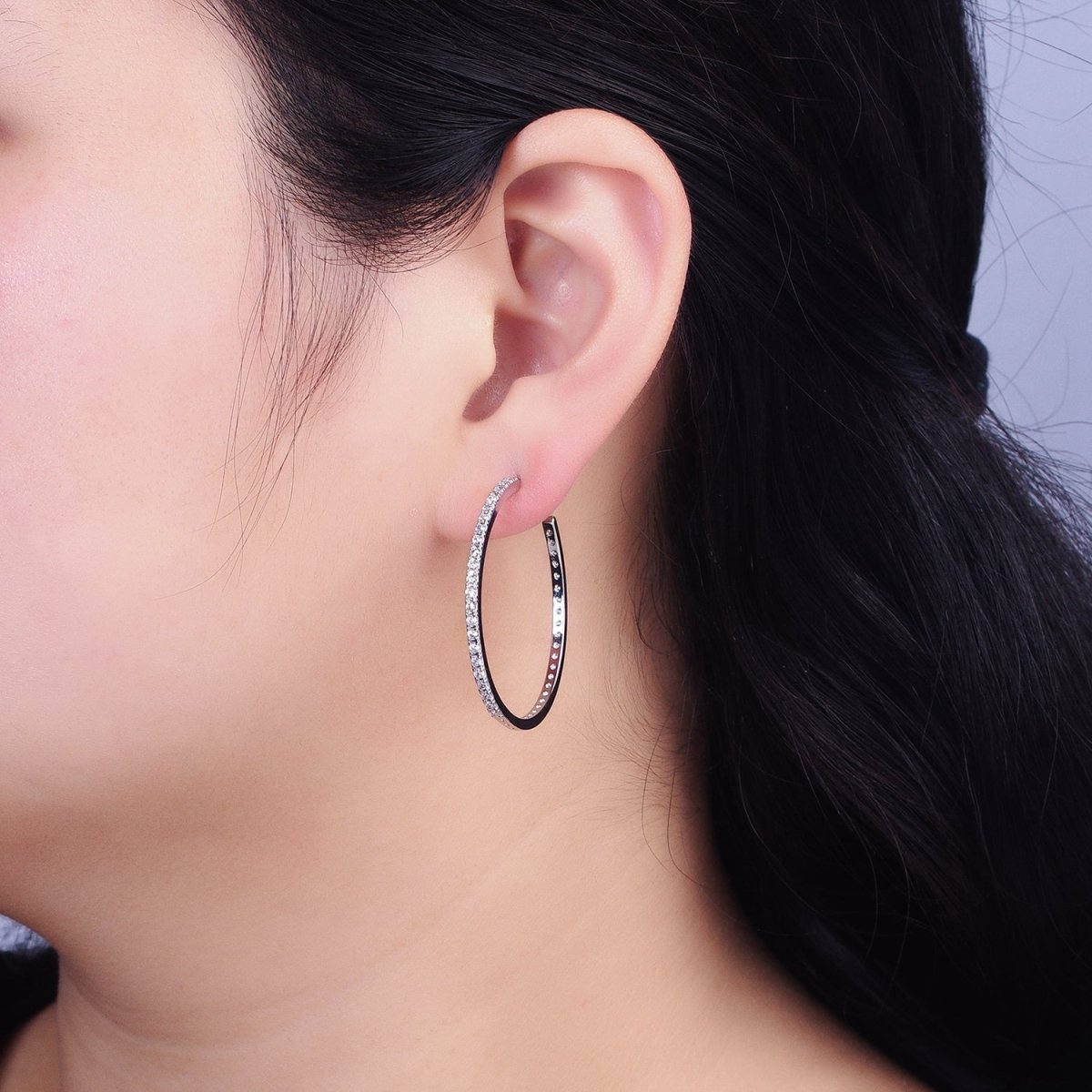 Minimalist Gold Hoop Earring with CZ Stone Simple Silver Hoop Earring for Everyday Use AB674 AB677