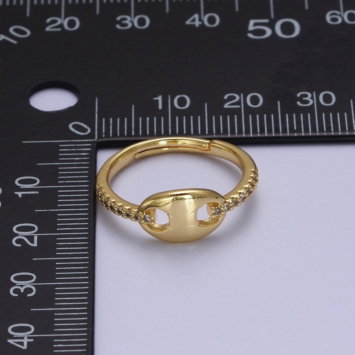 Minimalist Gold Micro Paved CZ Anchor Mariner Ring | O-061