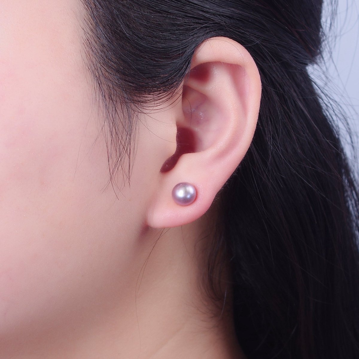 Minimalist Gold Pearl Stud Earrings | 9.4mm-10mm Round Black, White, Pink, Purple Pearl Stud | Bridal Graduation Streetwear Jewelry | T-371 ~ T-374