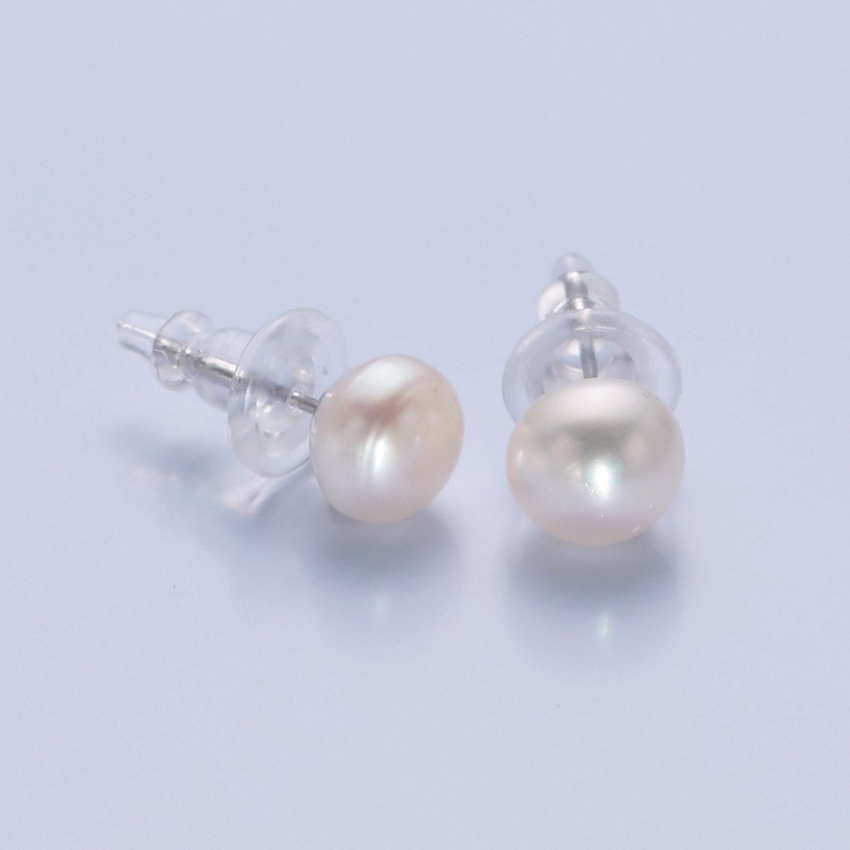 Minimalist Gold Pearl Stud Earrings | 9.4mm-10mm Round Black, White, Pink, Purple Pearl Stud | Bridal Graduation Streetwear Jewelry | T-371 ~ T-374