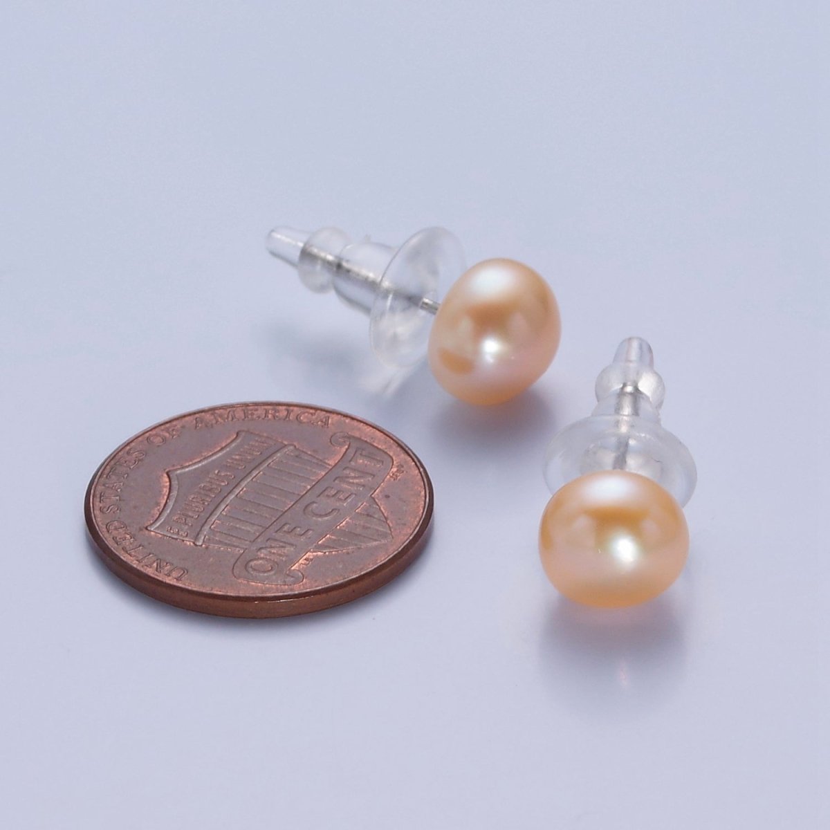 Minimalist Gold Pearl Stud Earrings | 9.4mm-10mm Round Black, White, Pink, Purple Pearl Stud | Bridal Graduation Streetwear Jewelry | T-371 ~ T-374