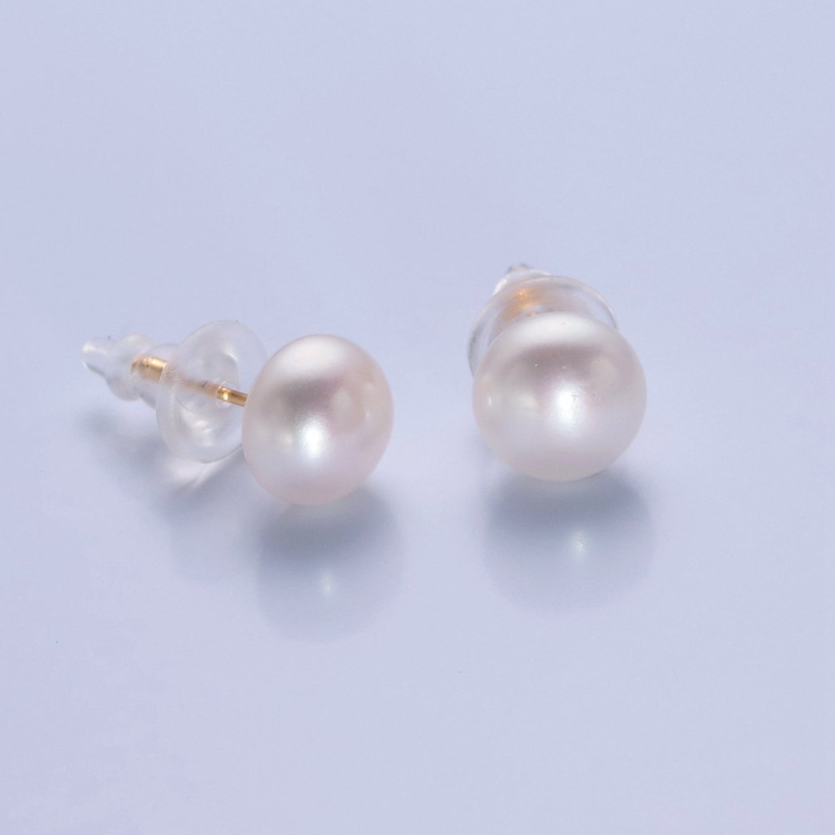 Minimalist Gold Pearl Studs Earrings | 9mm-9.5mm Round Black, White, Pink, Purple Pearl Stud | Bridal, Graduation, Streetwear Jewelry | T-367 T-368 T-369 T-370