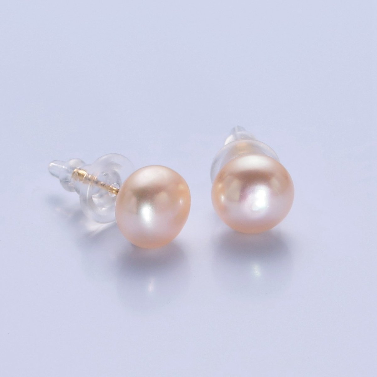 Minimalist Gold Pearl Studs Earrings | 9mm-9.5mm Round Black, White, Pink, Purple Pearl Stud | Bridal, Graduation, Streetwear Jewelry | T-367 T-368 T-369 T-370