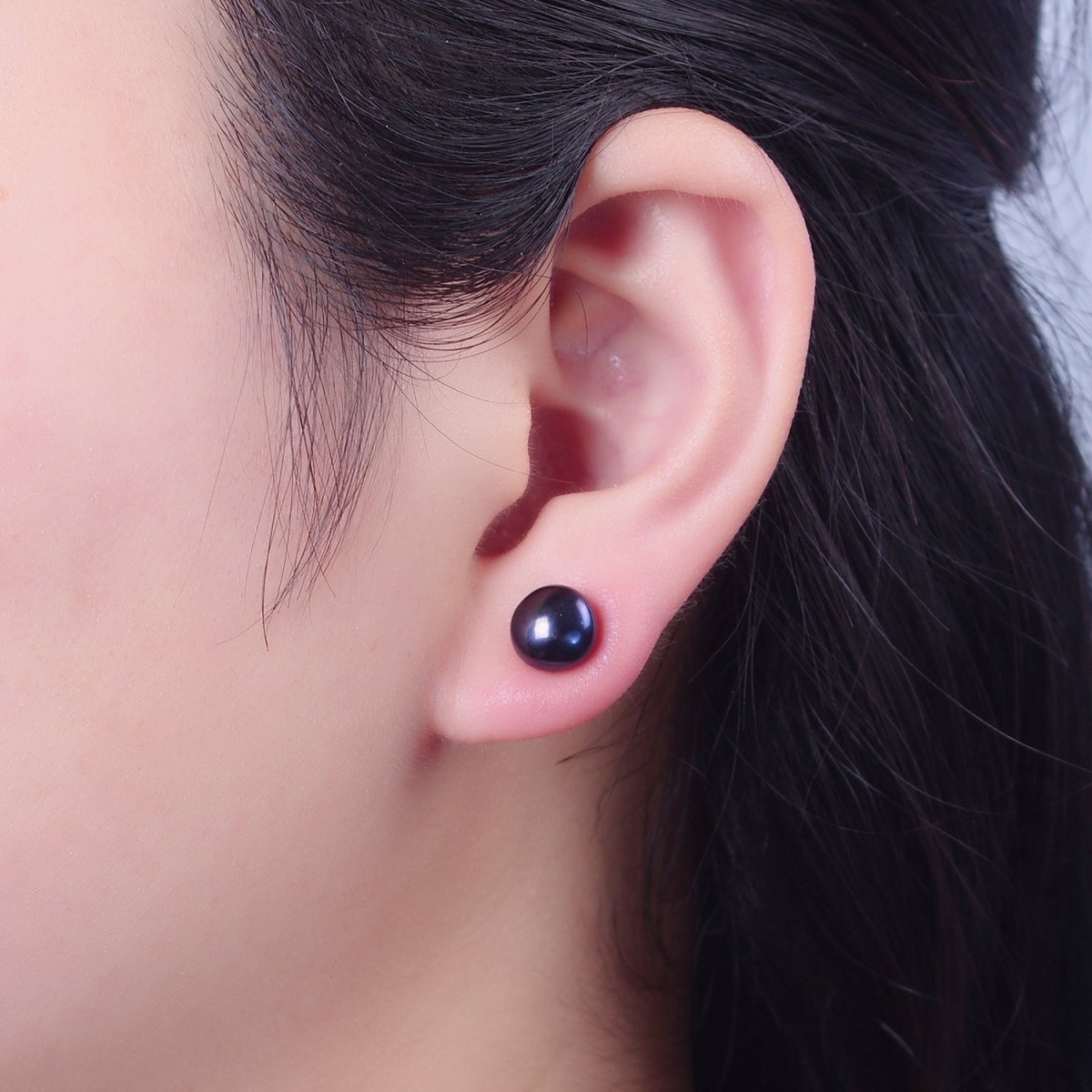 Minimalist Gold/Silver Pearl Stud Earrings | 7.4mm-8mm Round Black White Pink Purple Pearl Stud | Bridal Graduation Streetwear Jewelry | T-375 ~ T-379 V-399