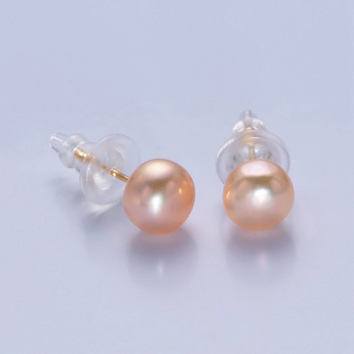 Minimalist Gold/Silver Pearl Stud Earrings | 7.4mm-8mm Round Black White Pink Purple Pearl Stud | Bridal Graduation Streetwear Jewelry | T-375 ~ T-379 V-399