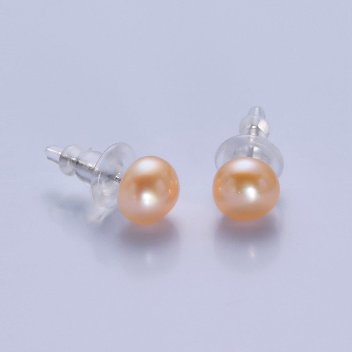 Minimalist Gold/Silver Pearl Stud Earrings | 7.4mm-8mm Round Black White Pink Purple Pearl Stud | Bridal Graduation Streetwear Jewelry | T-375 ~ T-379 V-399