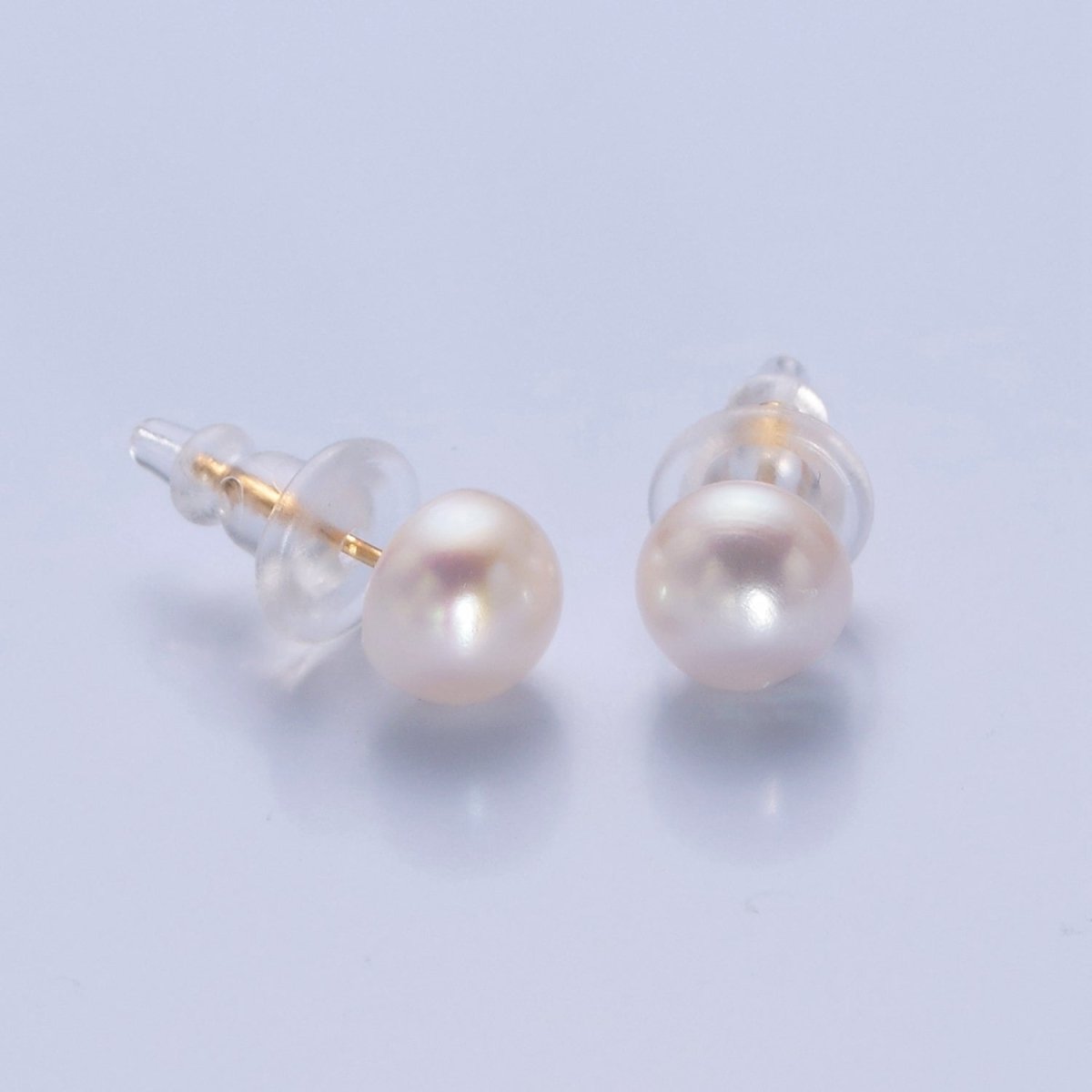 Minimalist Gold/Silver Pearl Stud Earrings | 7.4mm-8mm Round Black White Pink Purple Pearl Stud | Bridal Graduation Streetwear Jewelry | T-375 ~ T-379 V-399