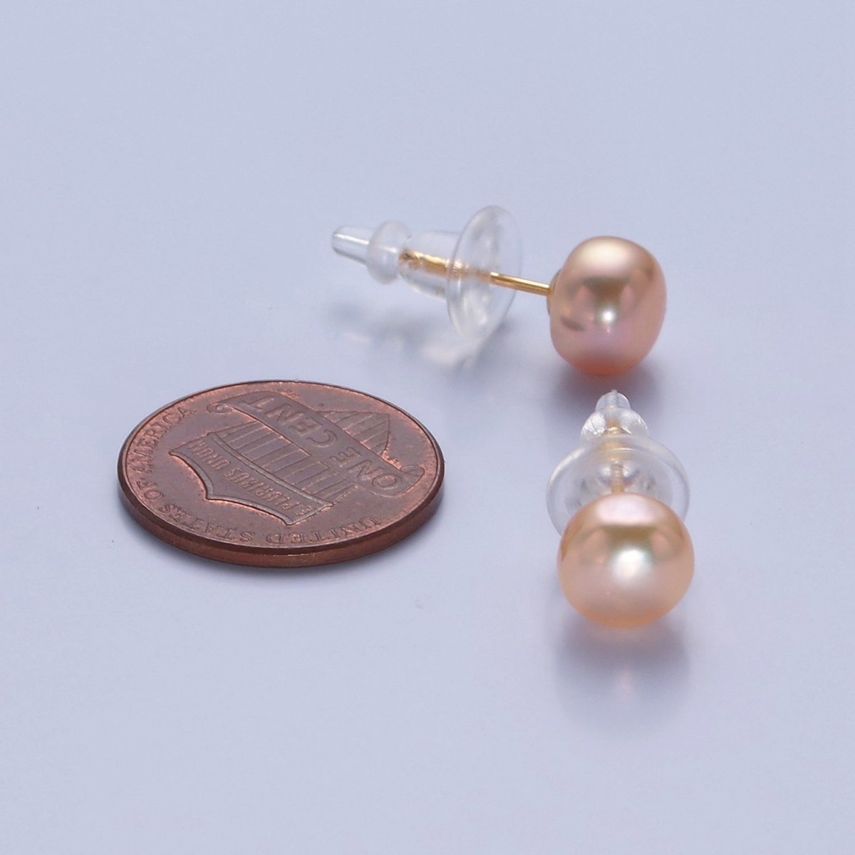 Minimalist Gold/Silver Pearl Stud Earrings | 7.4mm-8mm Round Black White Pink Purple Pearl Stud | Bridal Graduation Streetwear Jewelry | T-375 ~ T-379 V-399