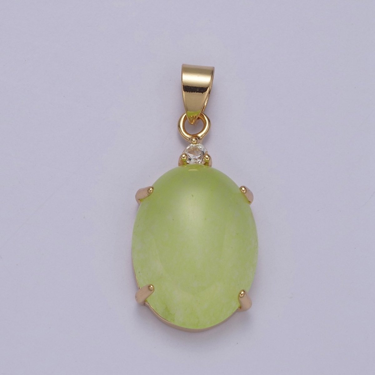 Minimalist Green Oval Lucky jade pendant Charm for Necklace W-643 W-644