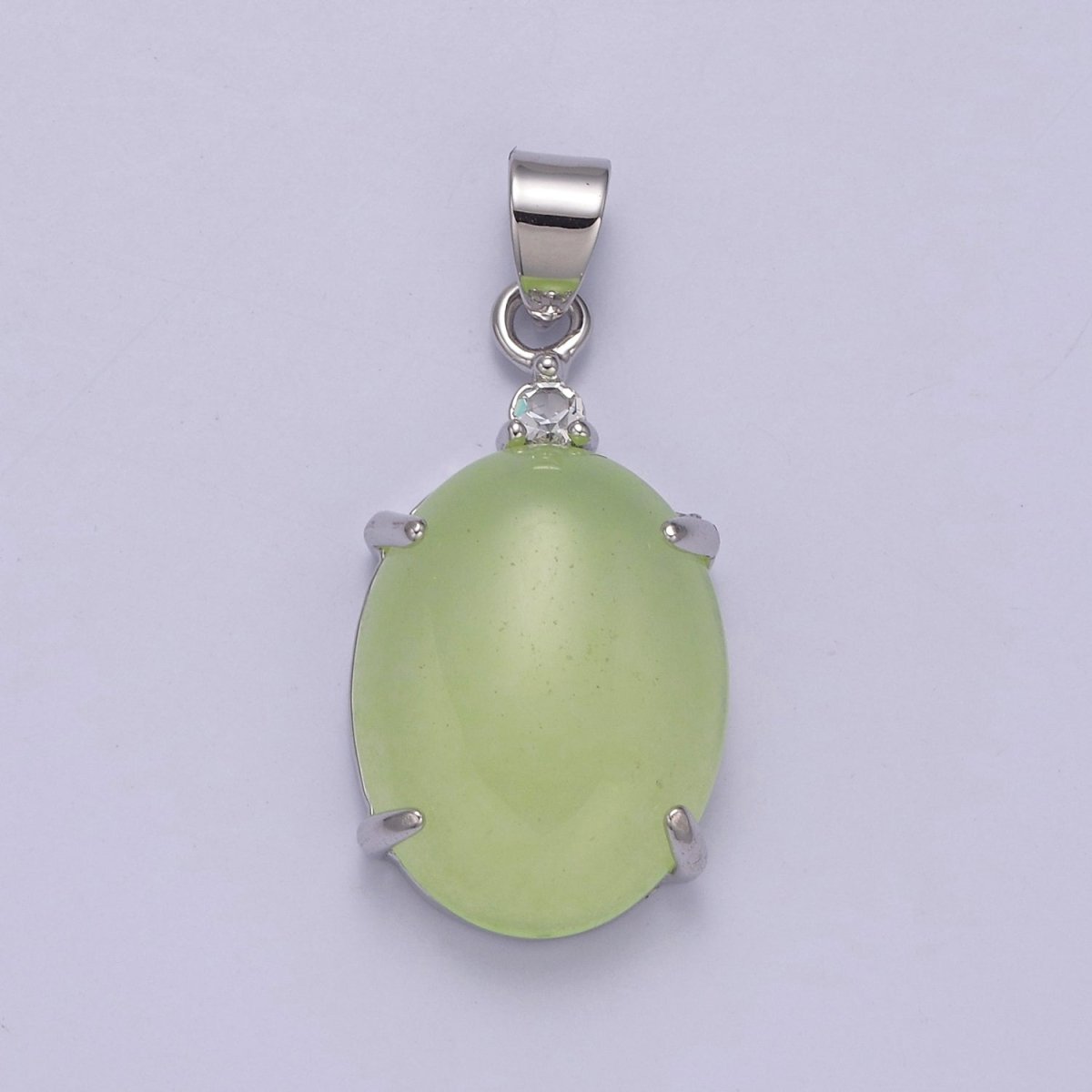 Minimalist Green Oval Lucky jade pendant Charm for Necklace W-643 W-644