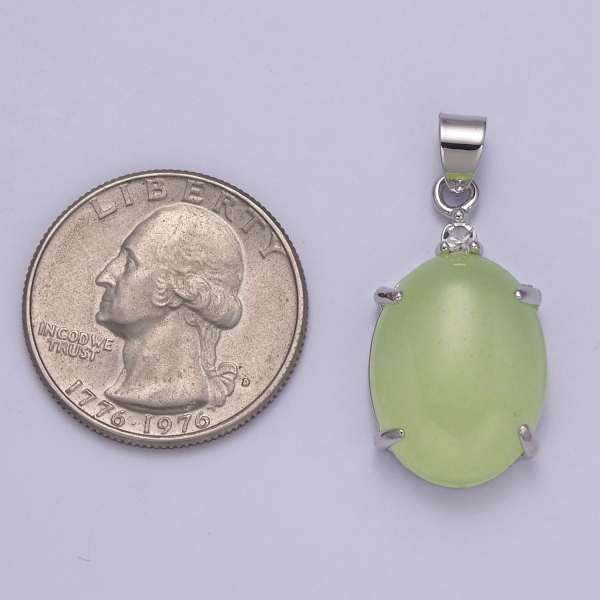 Minimalist Green Oval Lucky jade pendant Charm for Necklace W-643 W-644