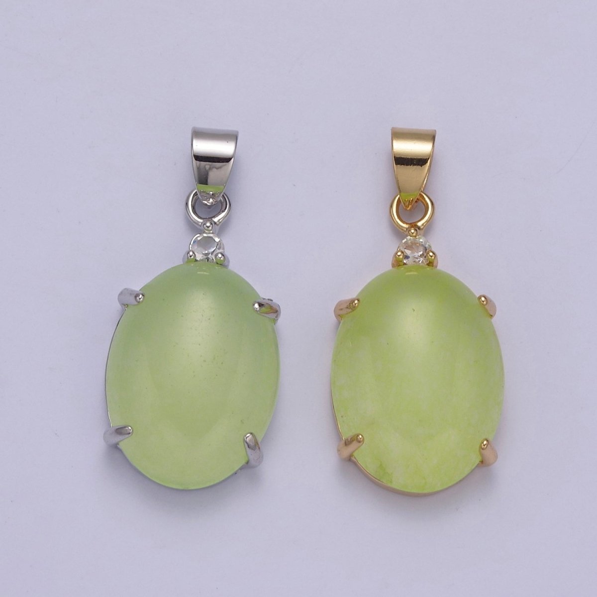 Minimalist Green Oval Lucky jade pendant Charm for Necklace W-643 W-644