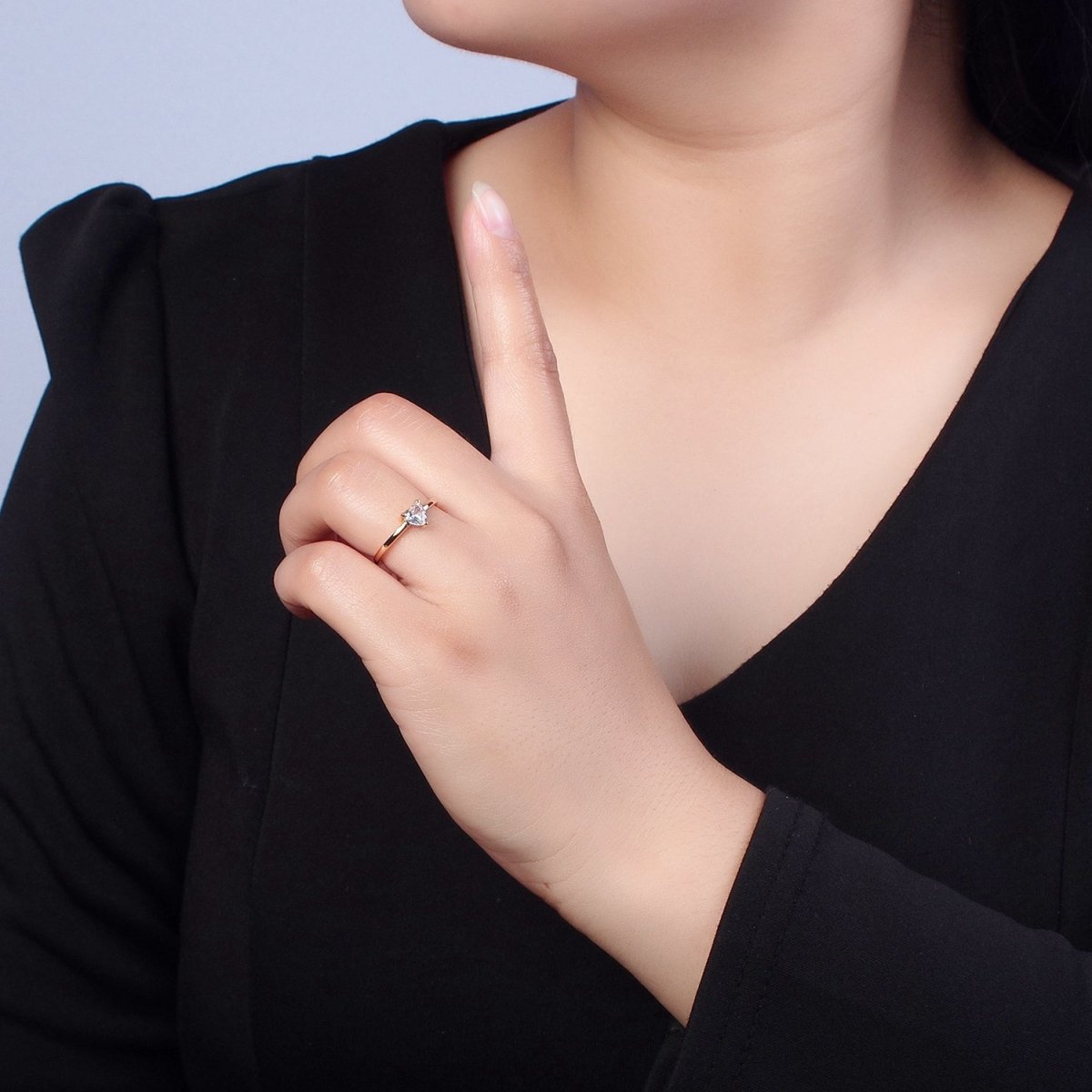 OS Minimalist Heart Ring Dainty Heart Gold Filled Ring  O-745