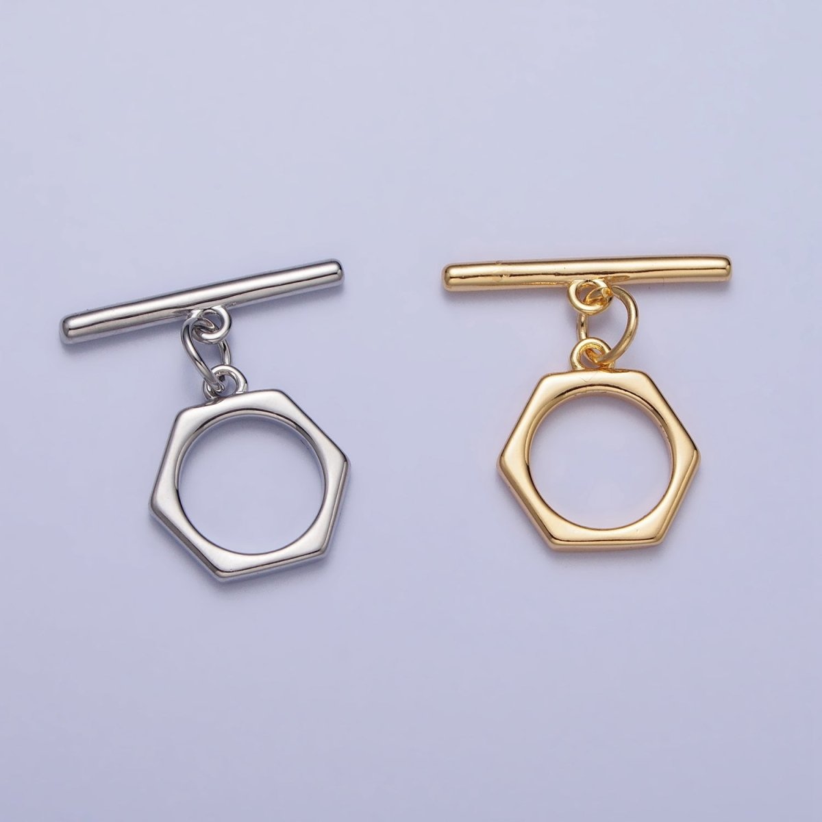 Minimalist Hexagonal Toggle Clasps Jewelry Closure Supply in Gold & Silver | Z-103 Z-104