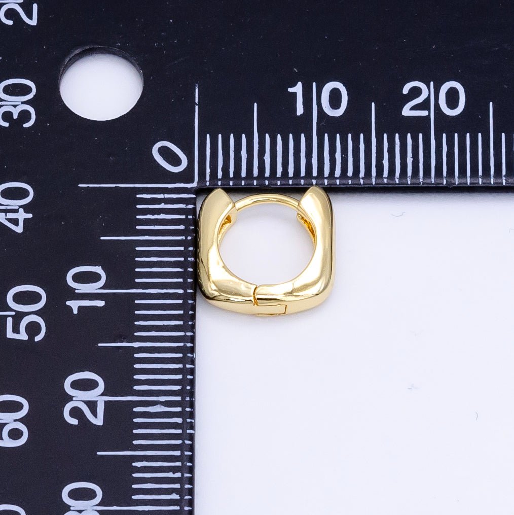 Minimalist Rectangular Small Hoop Earrings Gold Filled Sterling Geometric Hoop Earrings AB1155 - DLUXCA